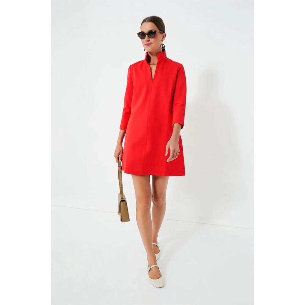 Tuckernuck Vibrant Red Notch-Collar Mini Dress